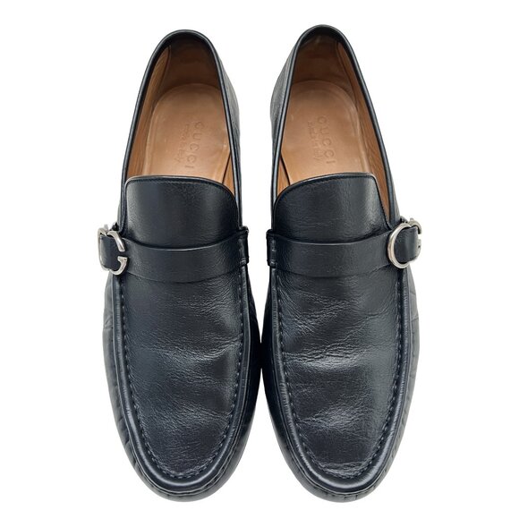 $1190 Gucci Mens GG Silver Horsebit Black Dress Shoes Bit Loafers UK 9.5 US 10.5 - Picture 7 of 11